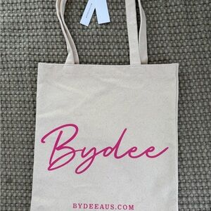 Cream and Pink Canvas Tote Bag